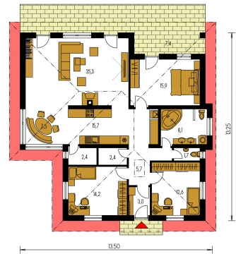 Plan de sol du rez-de-chaussée - BUNGALOW 32